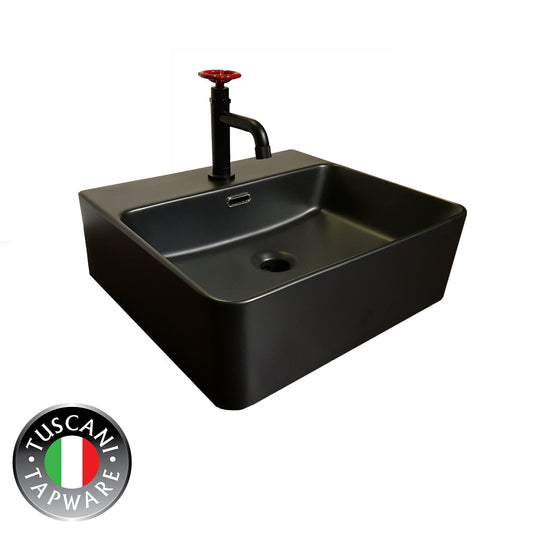 Photo of Wall / Deck Designer Basin - Industrial Designed Matt Black Wall (Rounded Edges)