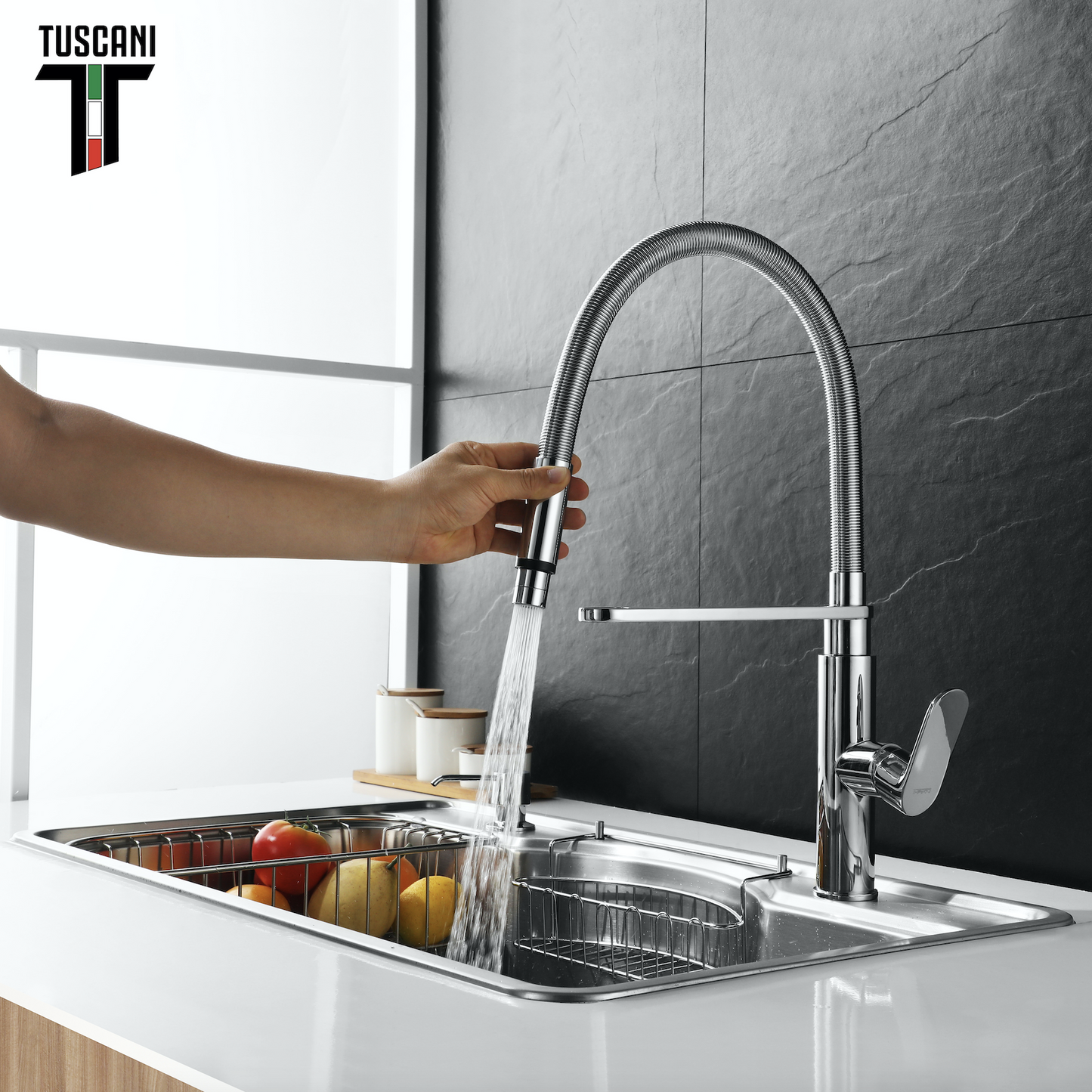 Tuscani Tapware TK18PO - KITANIA Series Pull Out Kitchen Tap -  Cold Tap