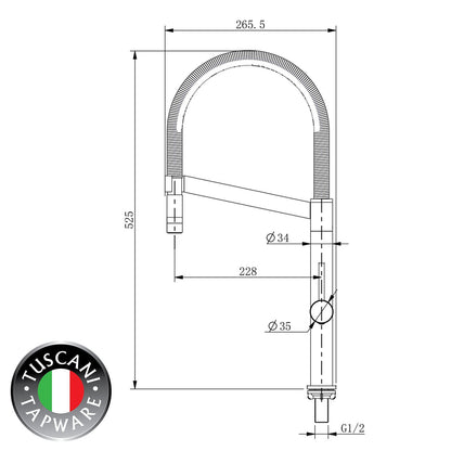 Tuscani Tapware TK17PO - KITANIA Series Pull Out Kitchen Tap -  Cold Tap