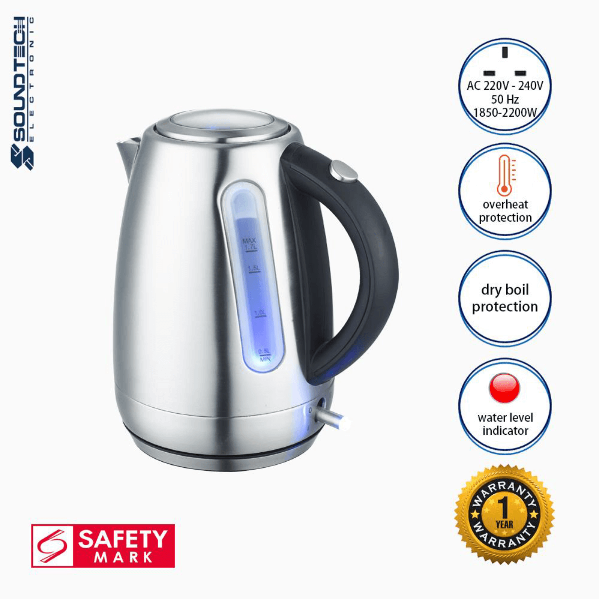 Soundteoh 1.7L Electric Kettle WK-208S